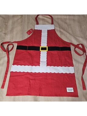 Williams Sonoma Christmas Adult Santa Claus Apron Nwt Holiday Red